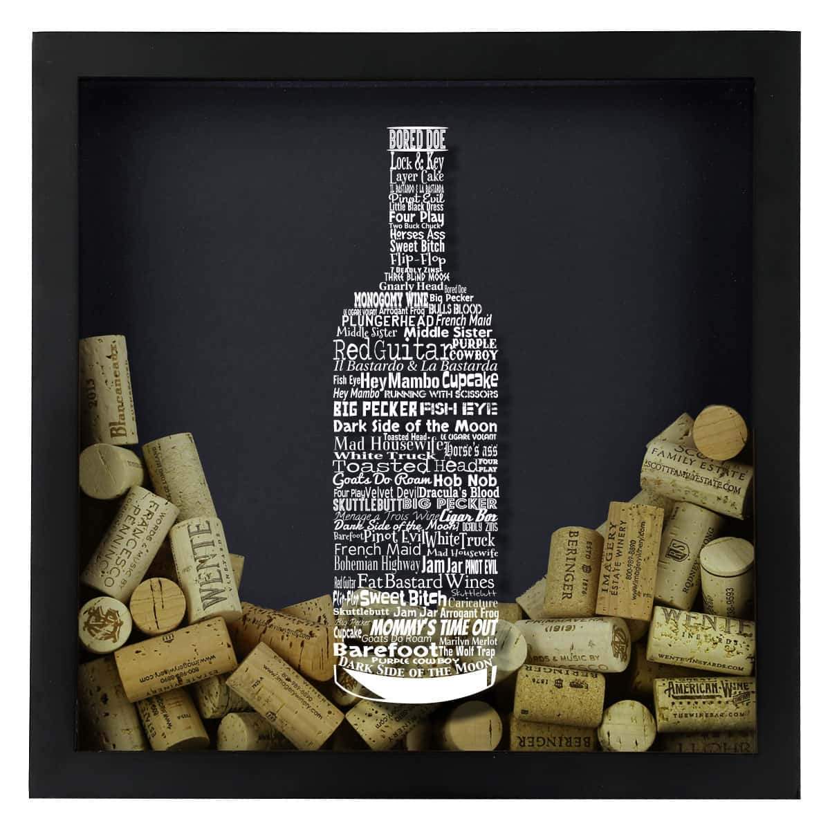 Torched Products Shadow Box Wine Typography Wine Cork Shadow Box (778745446517)