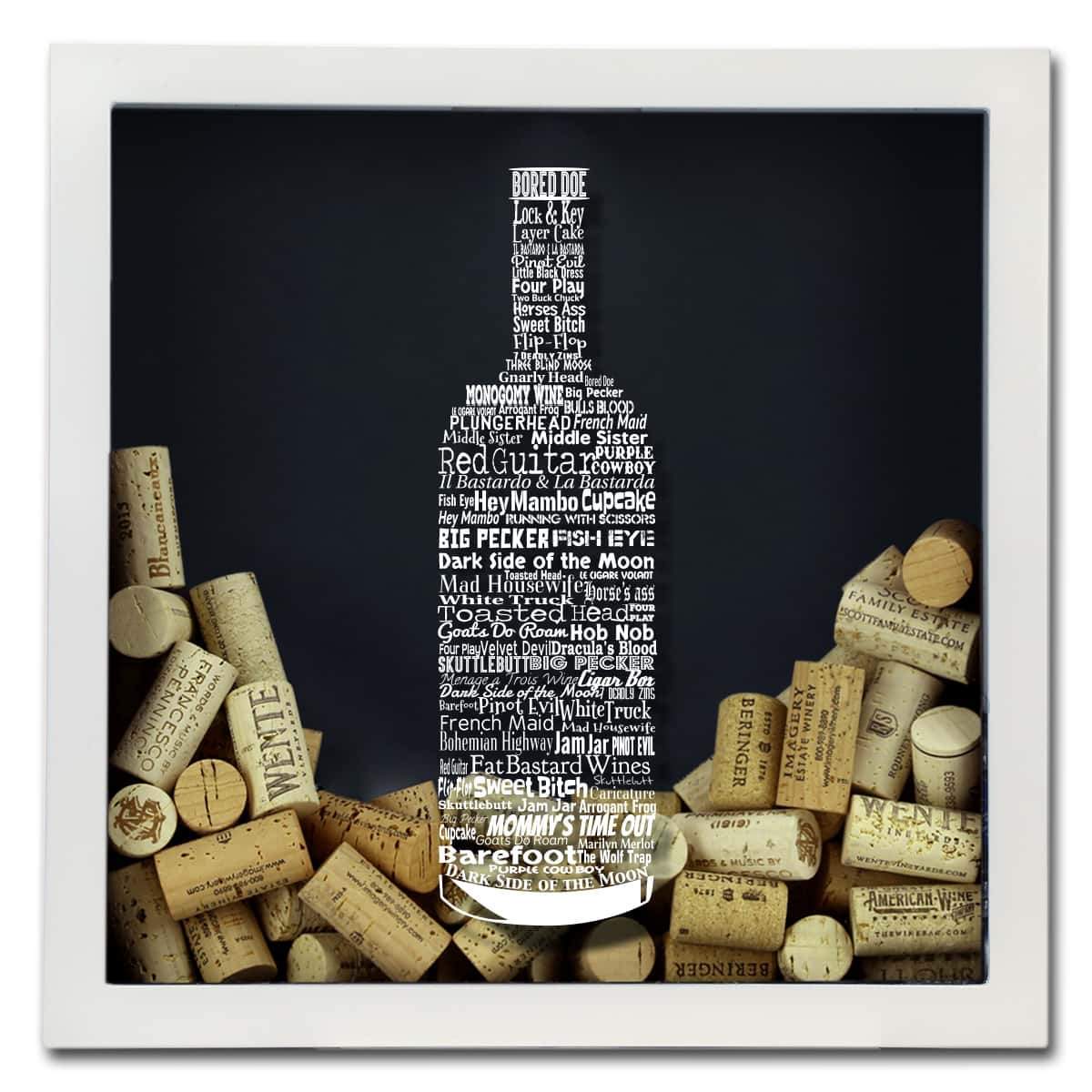Torched Products Shadow Box Wine Typography Wine Cork Shadow Box (778745446517)