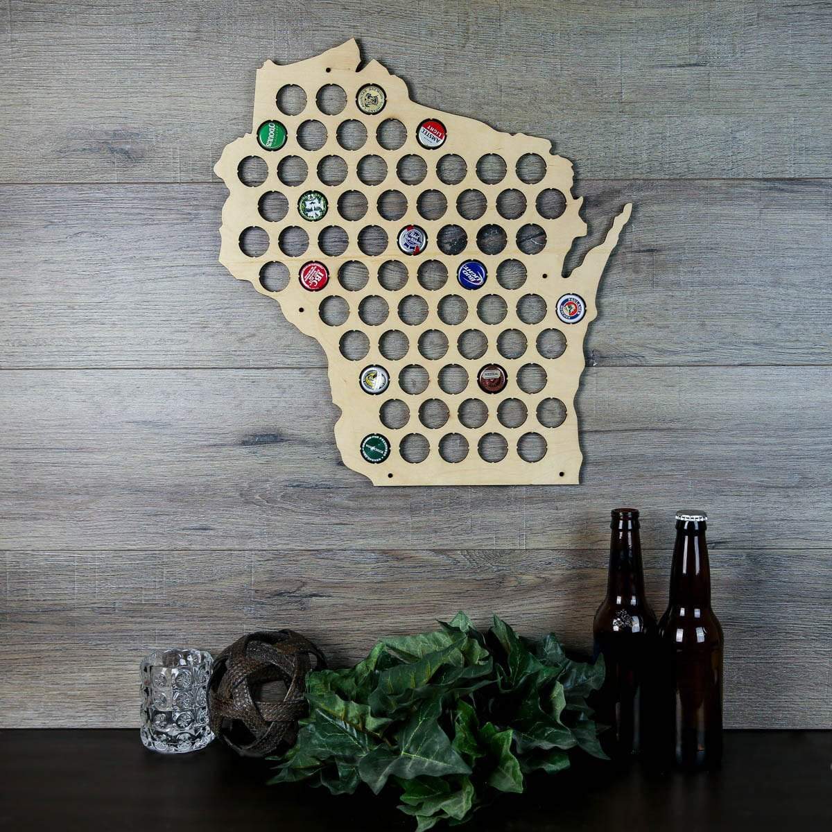 Torched Products Beer Bottle Cap Holder Wisconsin Beer Cap Map (777583198325)