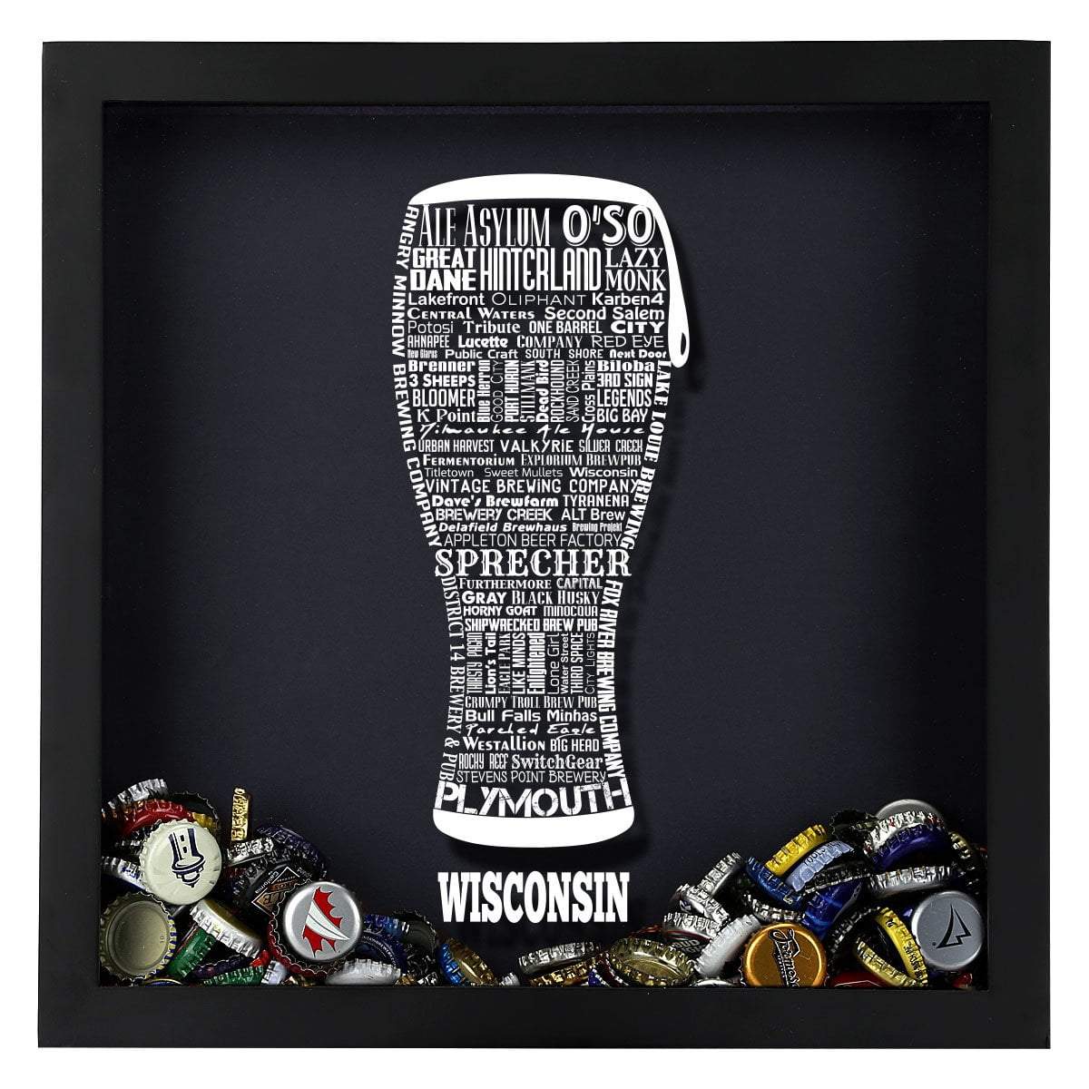 Torched Products Shadow Box Wisconsin Beer Typography Shadow Box (779456020597)
