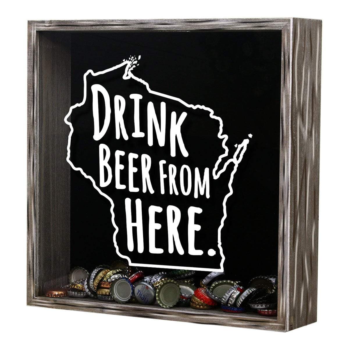 Torched Products Shadow Box Wisconsin Drink Beer From Here Beer Cap Shadow Box (781186007157)