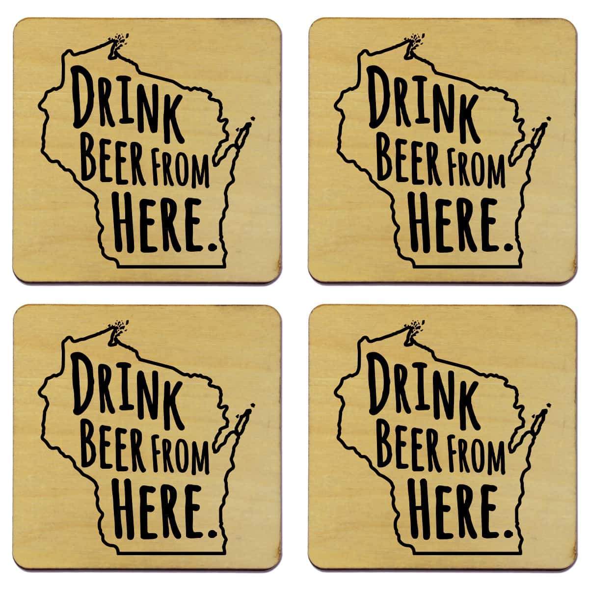 Torched Products Coasters Wisconsin Drink Beer From Here Coasters (781461520501)