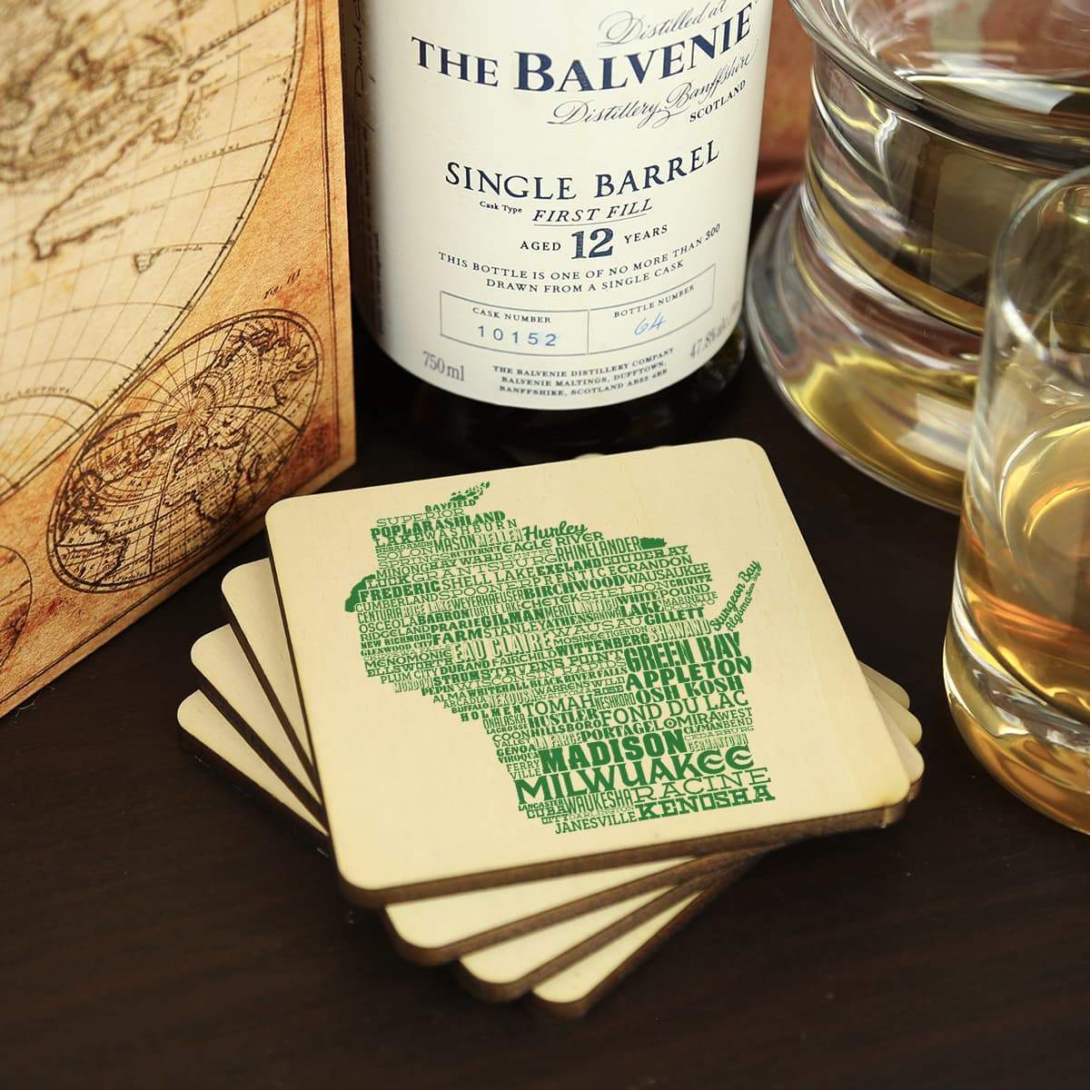 Torched Products Coasters Wisconsin Typography Coaster (787849642101)