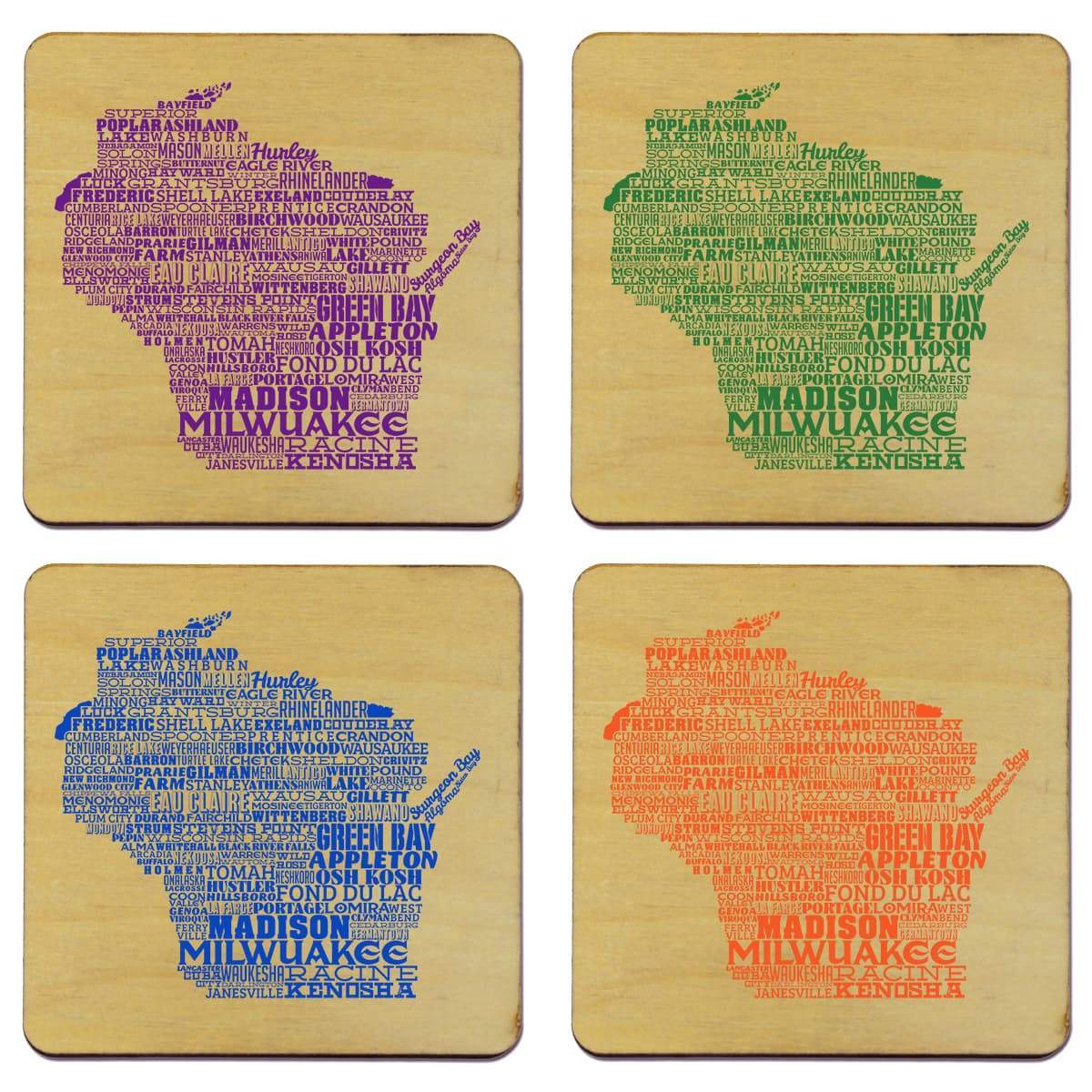 Torched Products Coasters Wisconsin Typography Coaster (787849642101)