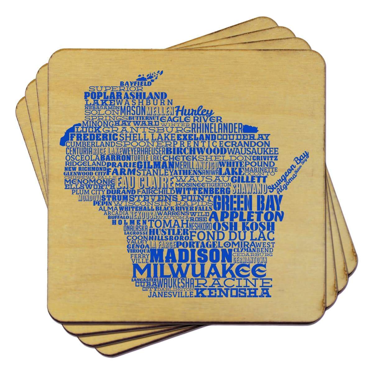Torched Products Coasters Wisconsin Typography Coaster (787849642101)
