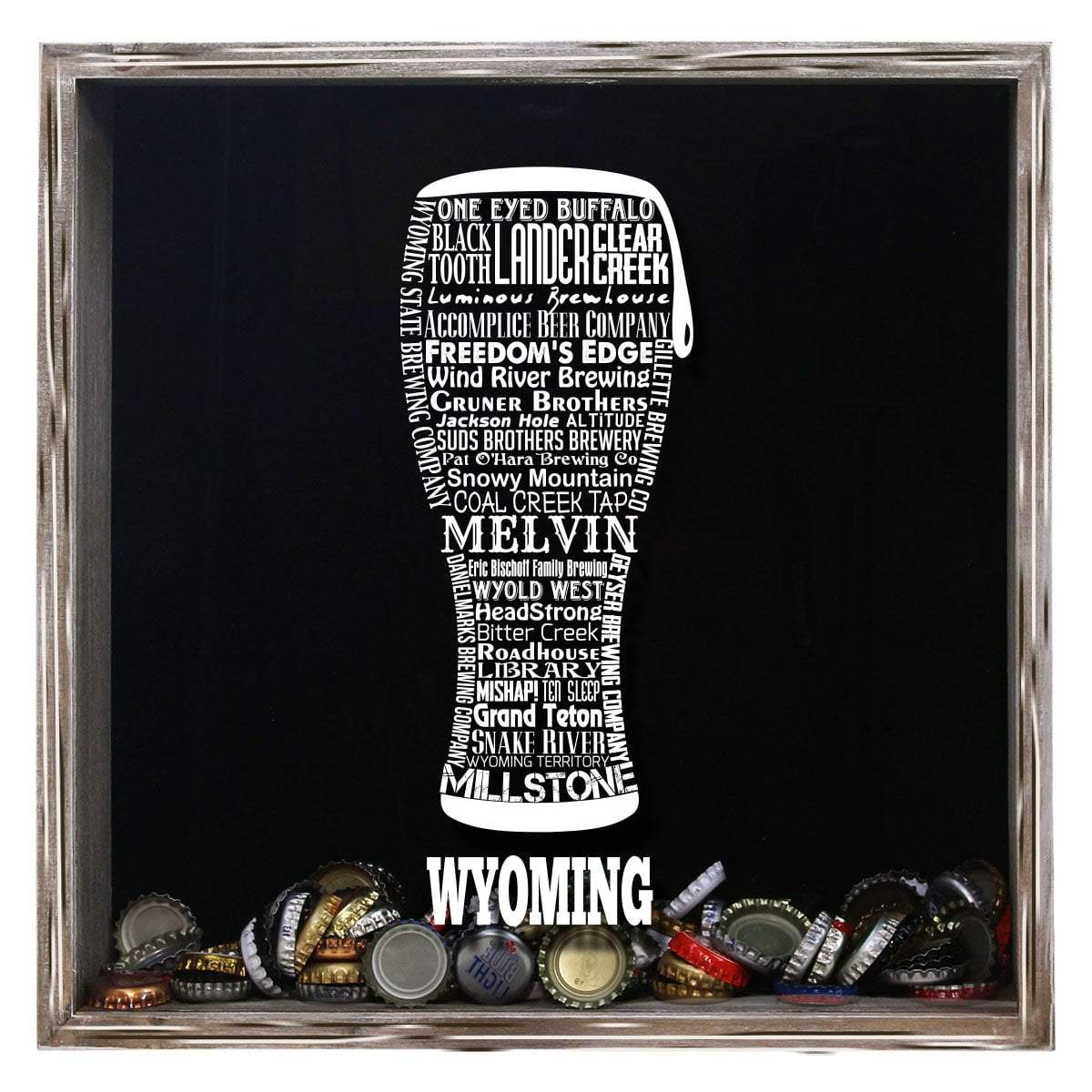 Torched Products Shadow Box Gray Wyoming Beer Typography Shadow Box (779396218997)