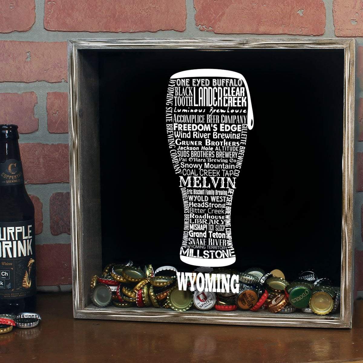 Torched Products Shadow Box Wyoming Beer Typography Shadow Box (779396218997)
