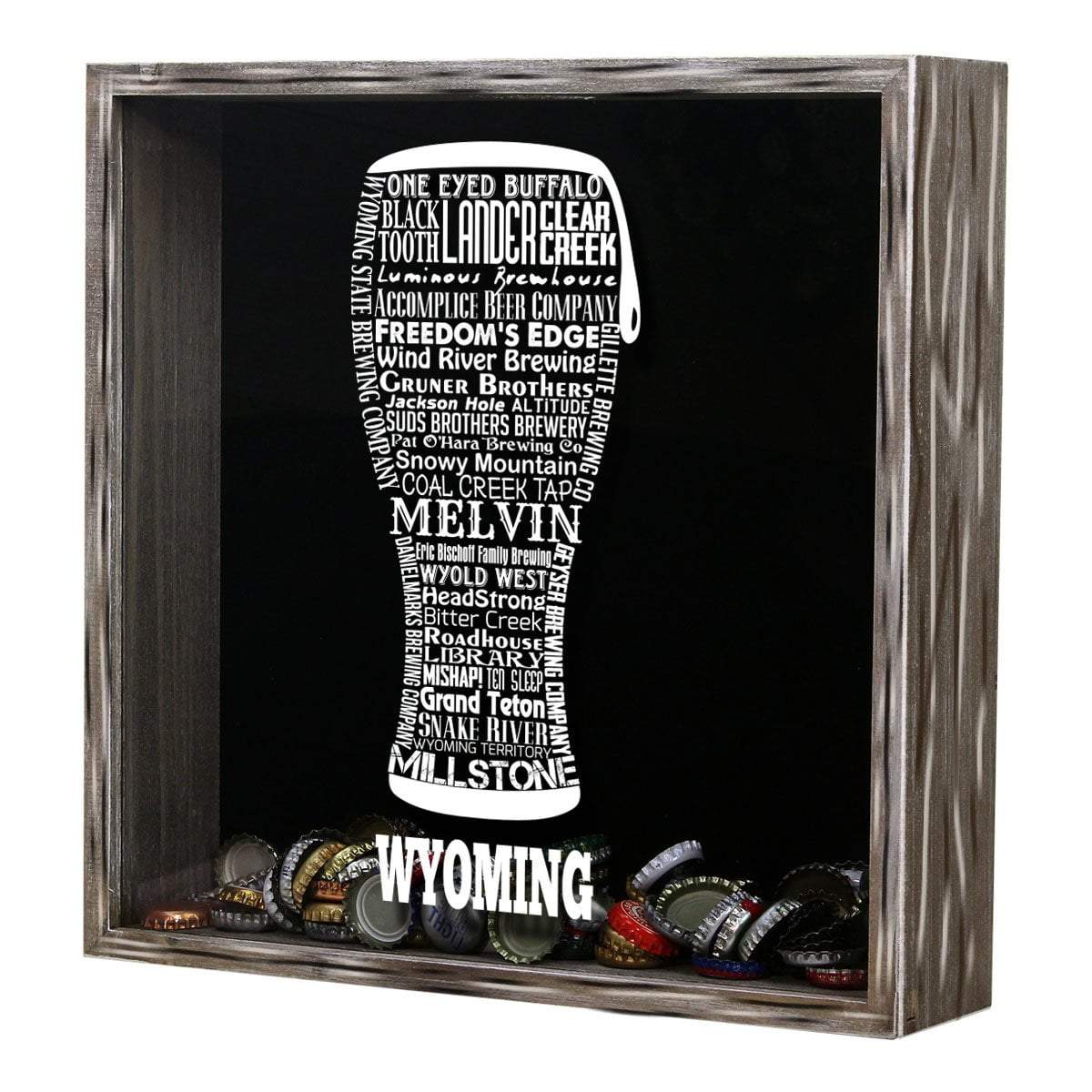 Torched Products Shadow Box Wyoming Beer Typography Shadow Box (779396218997)