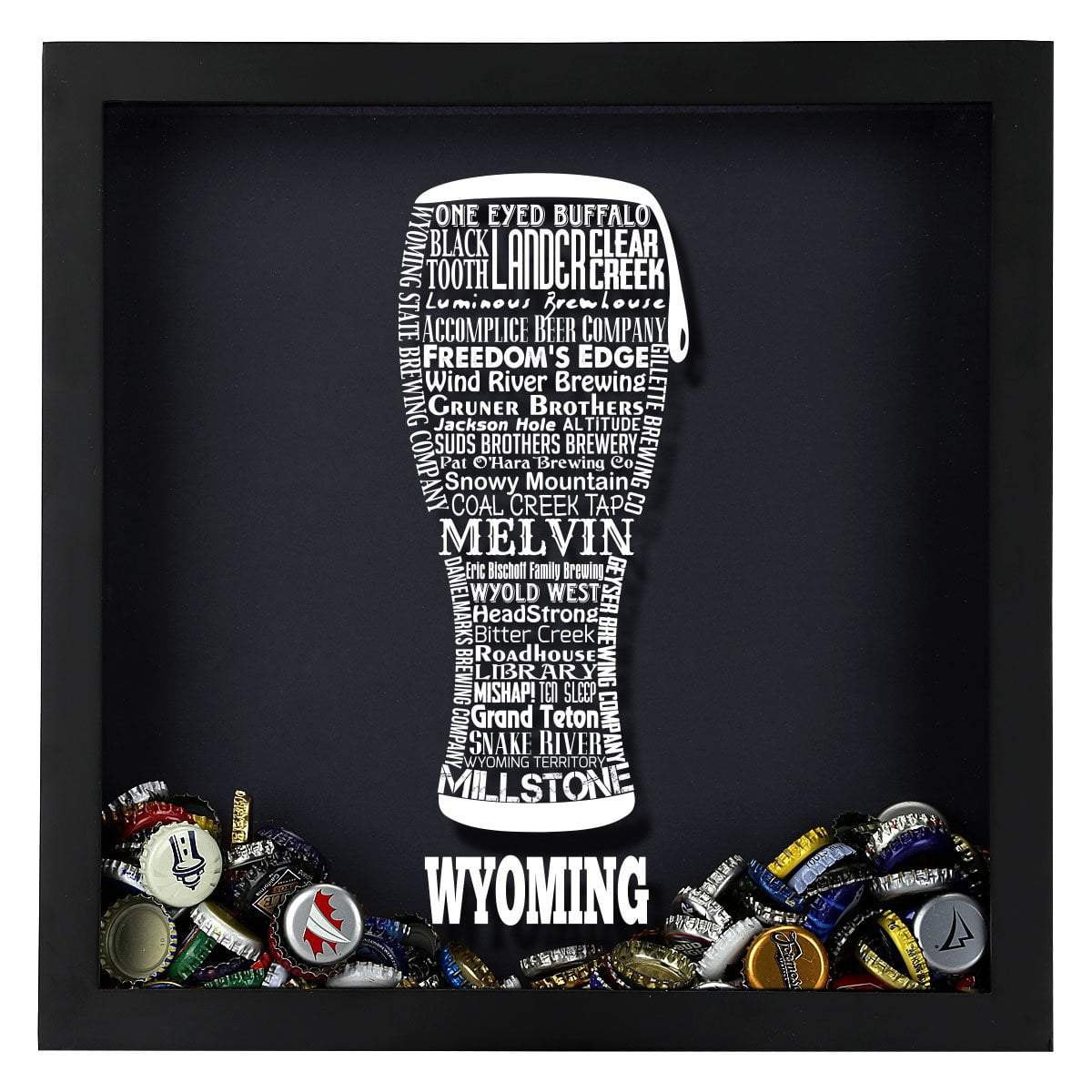 Torched Products Shadow Box Wyoming Beer Typography Shadow Box (779396218997)
