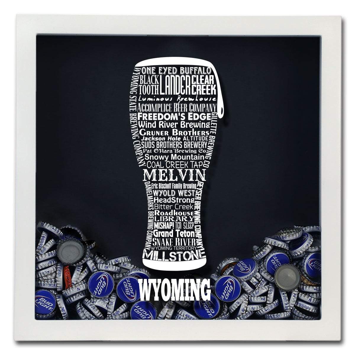 Torched Products Shadow Box Wyoming Beer Typography Shadow Box (779396218997)