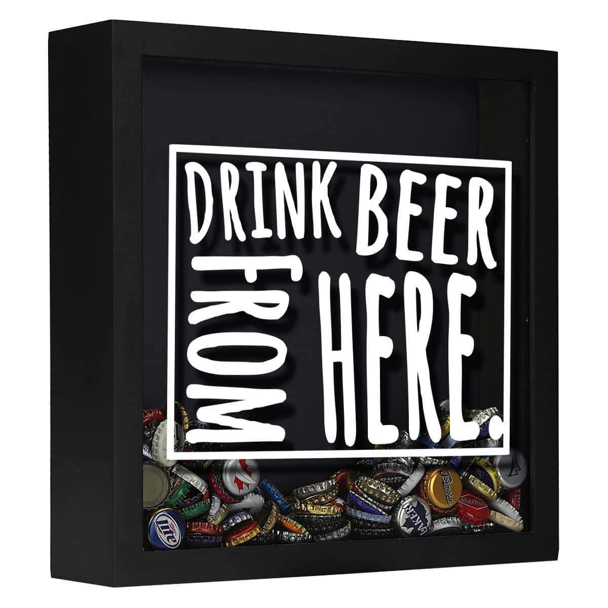 Torched Products Shadow Box Black Wyoming Drink Beer From Here Beer Cap Shadow Box (781186203765)
