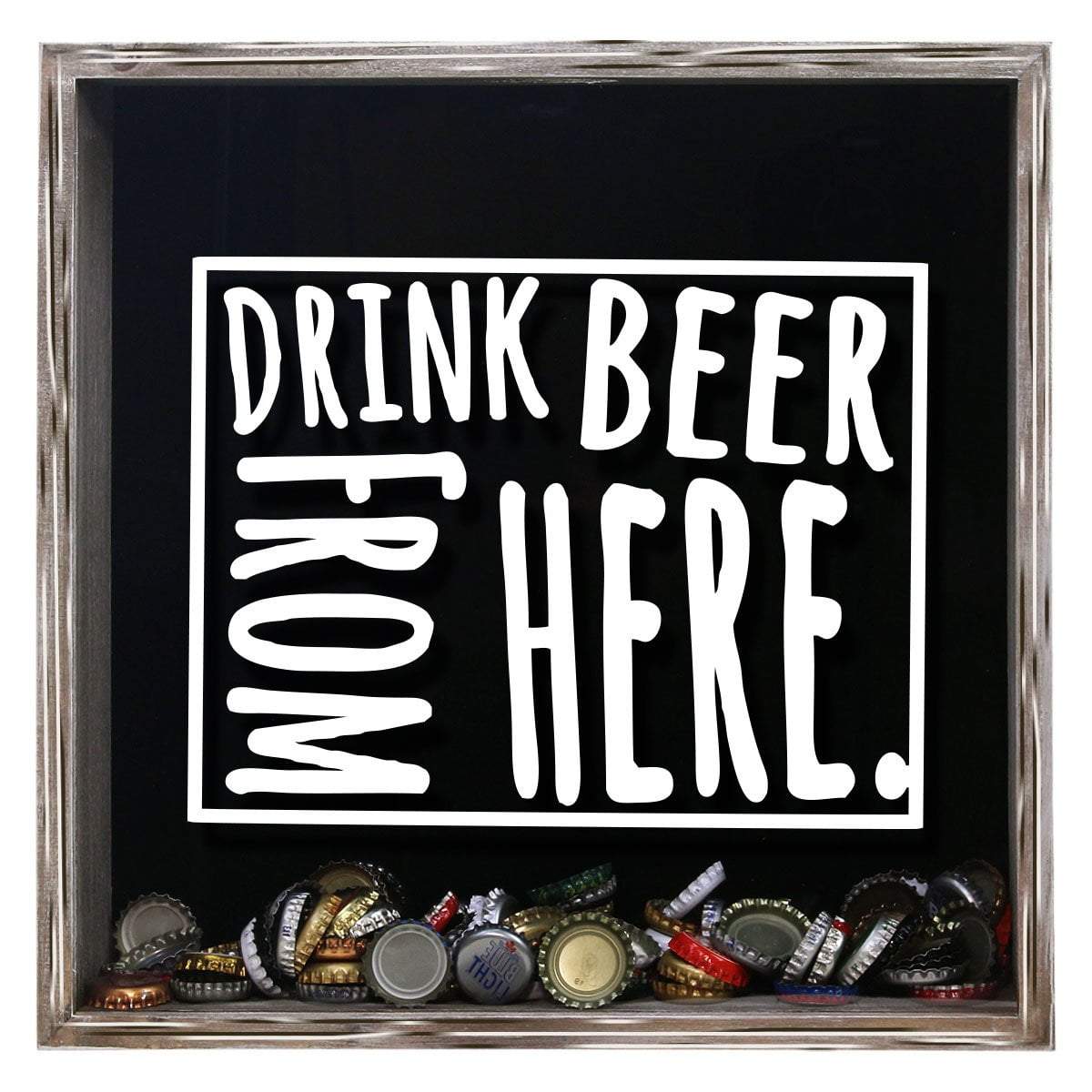 Torched Products Shadow Box Gray Wyoming Drink Beer From Here Beer Cap Shadow Box (781186203765)