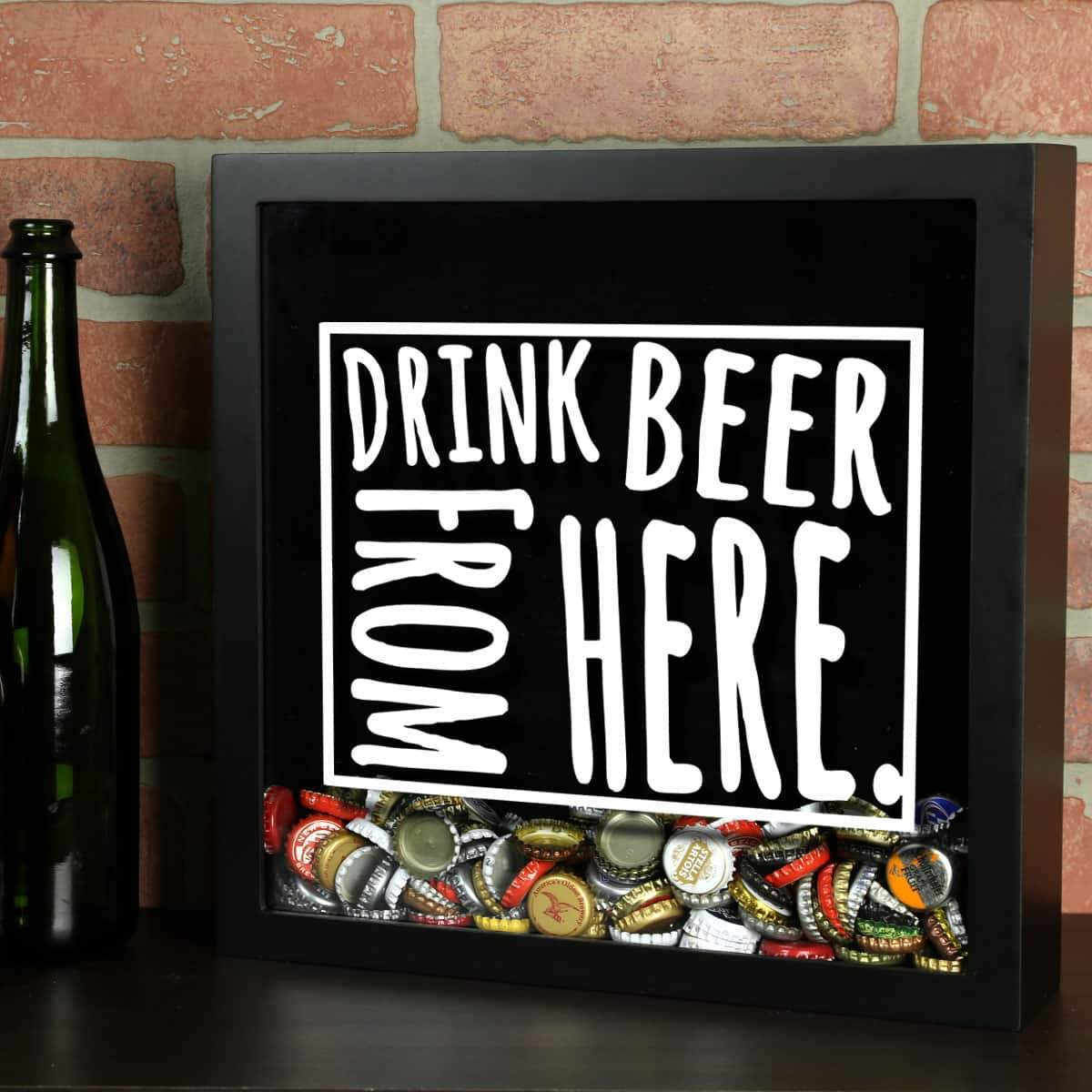 Torched Products Shadow Box Black Wyoming Drink Beer From Here Beer Cap Shadow Box (781186203765)