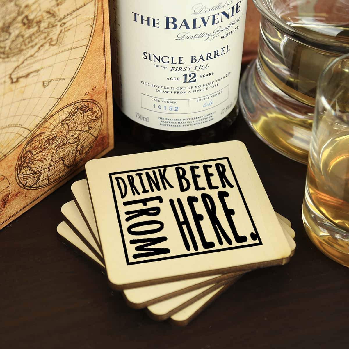 Torched Products Coasters Wyoming Drink Beer From Here Coasters (781461586037)