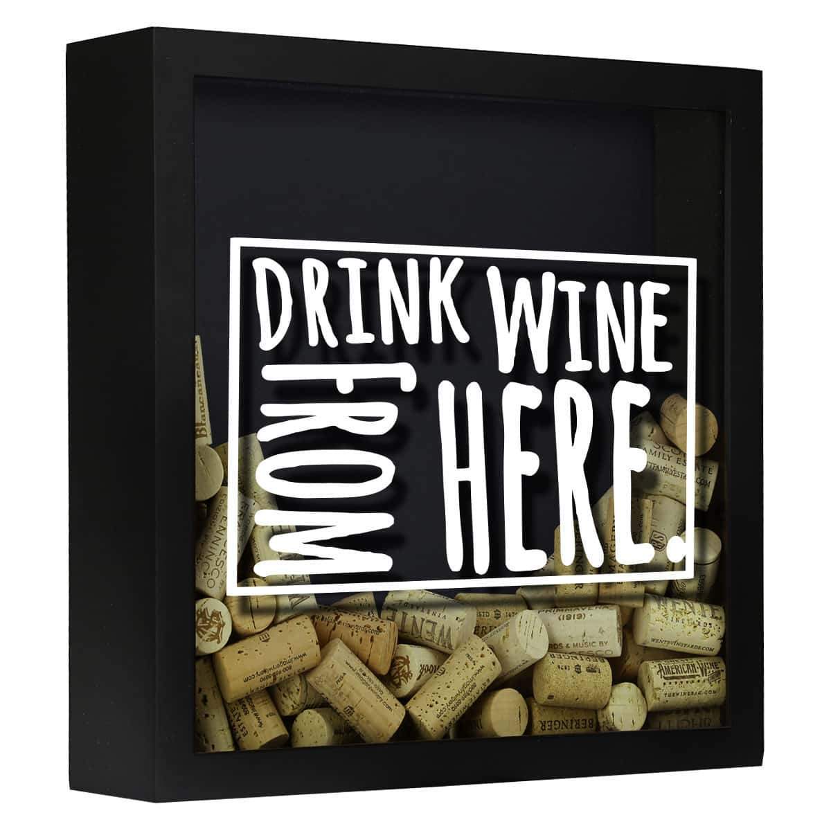 Torched Products Shadow Box Black Wyoming Drink Wine From Here Wine Cork Shadow Box (795797094517)