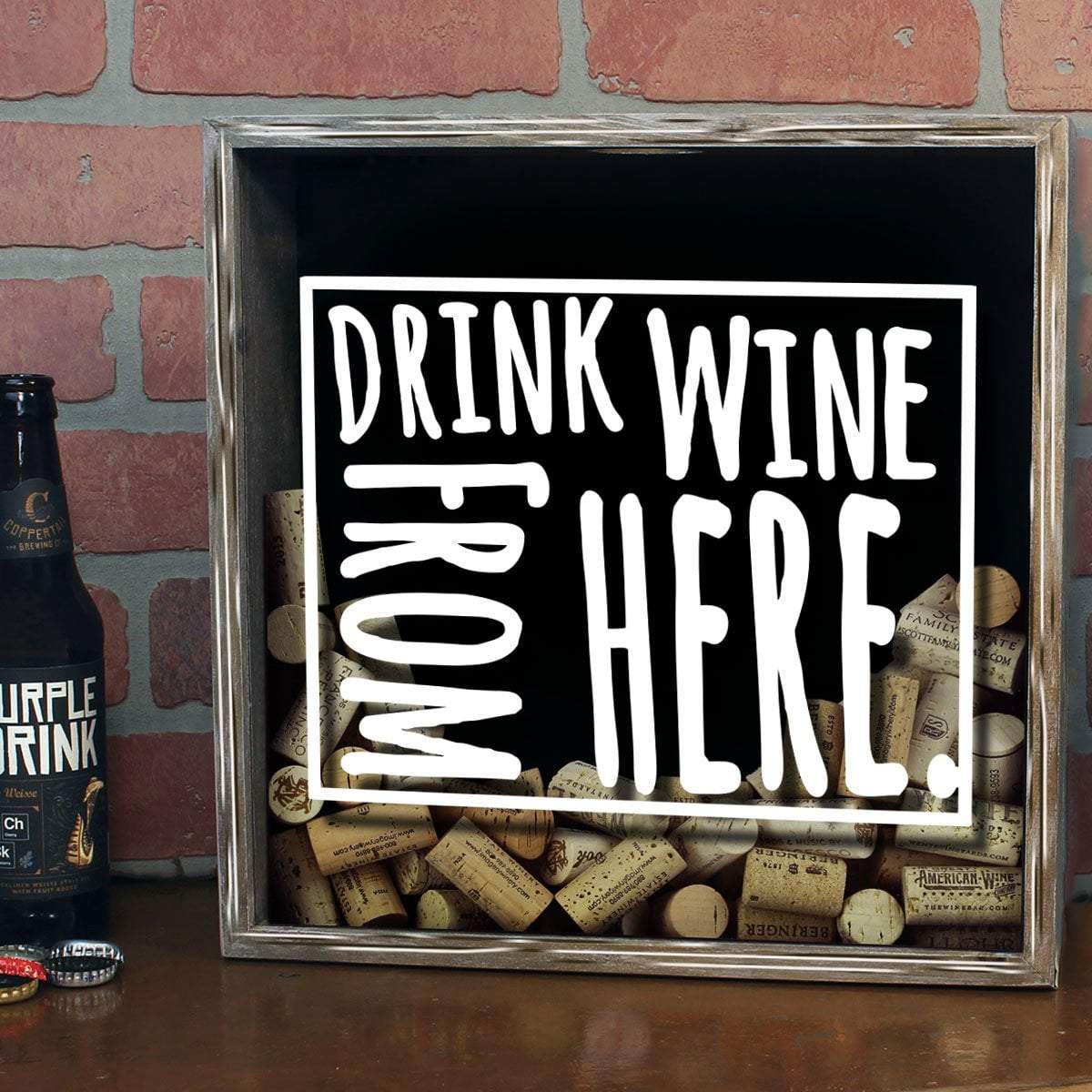 Torched Products Shadow Box Wyoming Drink Wine From Here Wine Cork Shadow Box (795797094517)