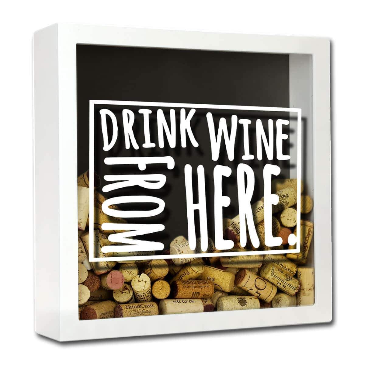 Torched Products Shadow Box White Wyoming Drink Wine From Here Wine Cork Shadow Box (795797094517)